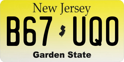 NJ license plate B67UQO