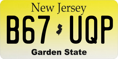 NJ license plate B67UQP