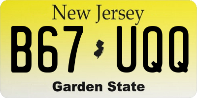 NJ license plate B67UQQ