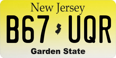 NJ license plate B67UQR
