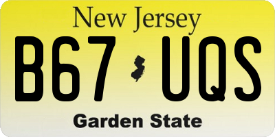 NJ license plate B67UQS