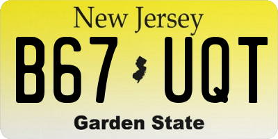 NJ license plate B67UQT