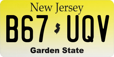 NJ license plate B67UQV