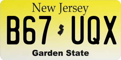 NJ license plate B67UQX