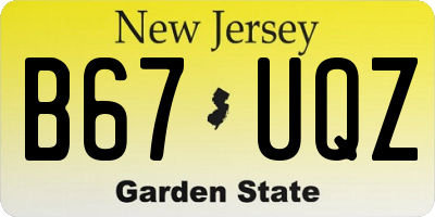 NJ license plate B67UQZ