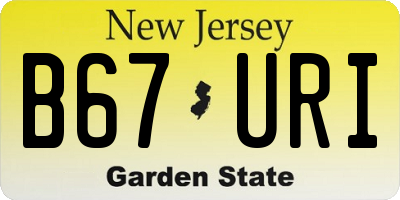 NJ license plate B67URI