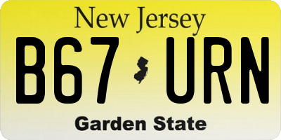 NJ license plate B67URN