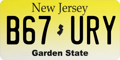 NJ license plate B67URY