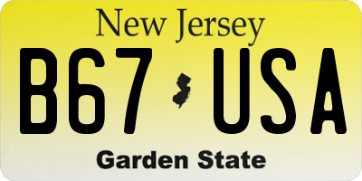 NJ license plate B67USA