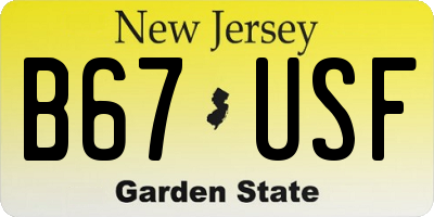 NJ license plate B67USF
