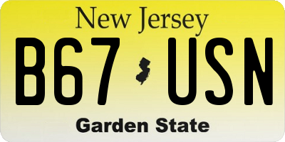 NJ license plate B67USN