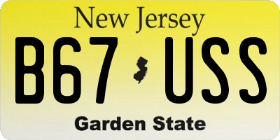 NJ license plate B67USS