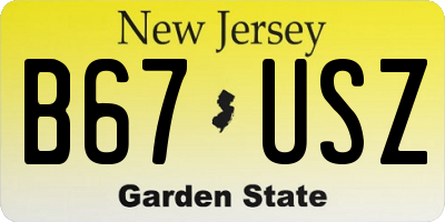 NJ license plate B67USZ