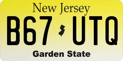 NJ license plate B67UTQ