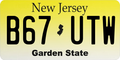 NJ license plate B67UTW