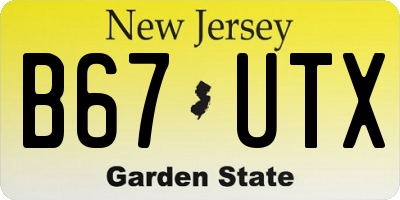 NJ license plate B67UTX