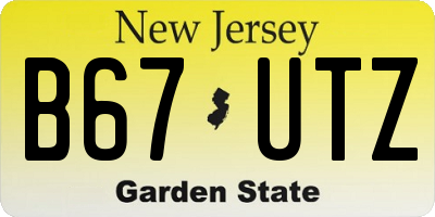 NJ license plate B67UTZ