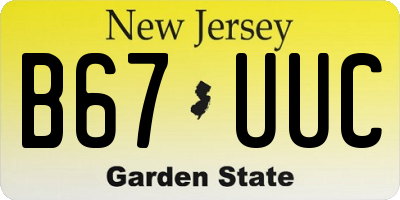 NJ license plate B67UUC