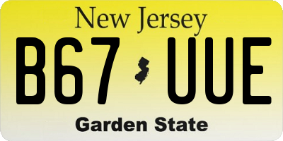 NJ license plate B67UUE