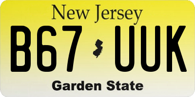 NJ license plate B67UUK