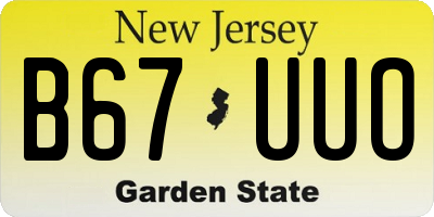 NJ license plate B67UUO