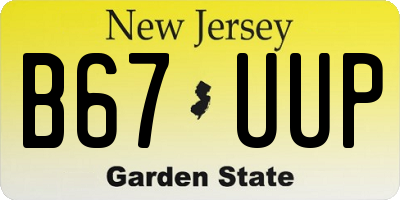 NJ license plate B67UUP