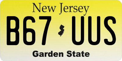 NJ license plate B67UUS