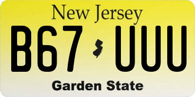 NJ license plate B67UUU