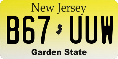 NJ license plate B67UUW