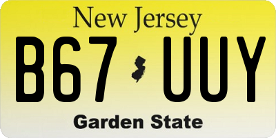 NJ license plate B67UUY