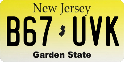 NJ license plate B67UVK