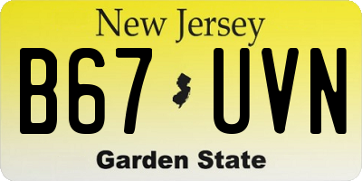 NJ license plate B67UVN
