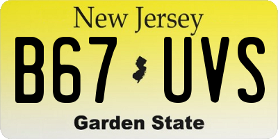 NJ license plate B67UVS