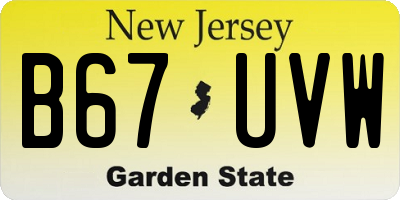 NJ license plate B67UVW