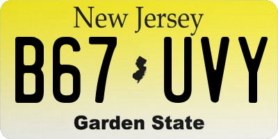 NJ license plate B67UVY