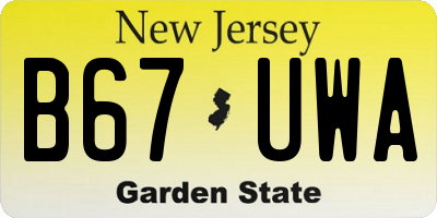 NJ license plate B67UWA
