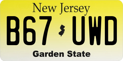 NJ license plate B67UWD