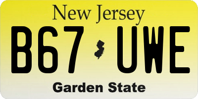 NJ license plate B67UWE