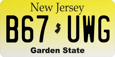 NJ license plate B67UWG