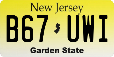 NJ license plate B67UWI