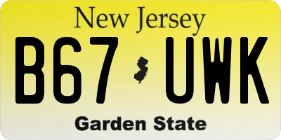 NJ license plate B67UWK