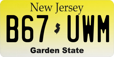NJ license plate B67UWM