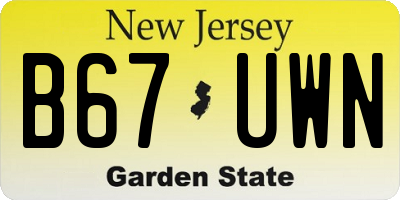 NJ license plate B67UWN