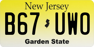 NJ license plate B67UWO