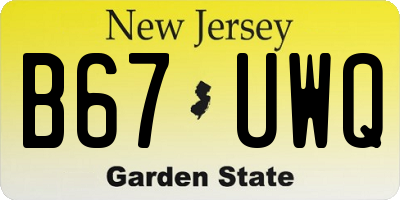 NJ license plate B67UWQ