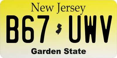 NJ license plate B67UWV