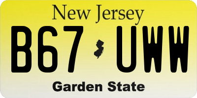 NJ license plate B67UWW