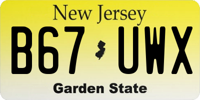 NJ license plate B67UWX