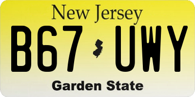 NJ license plate B67UWY