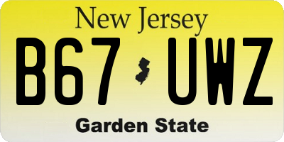 NJ license plate B67UWZ